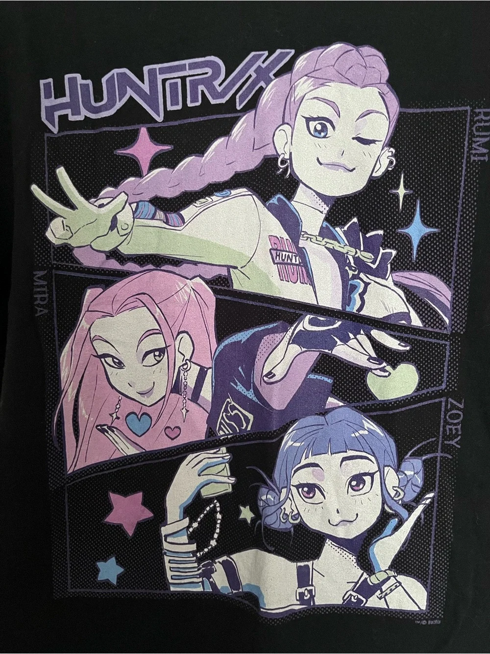 K Pop Demon Hunters Huntrix black short sleeve tee shirt size large